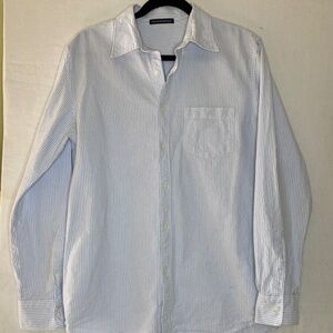 Brandy Melville Women's Button up Top, One Size, Blue & White Stripe